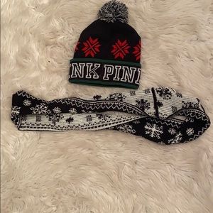 VS PINK hat and scarf set